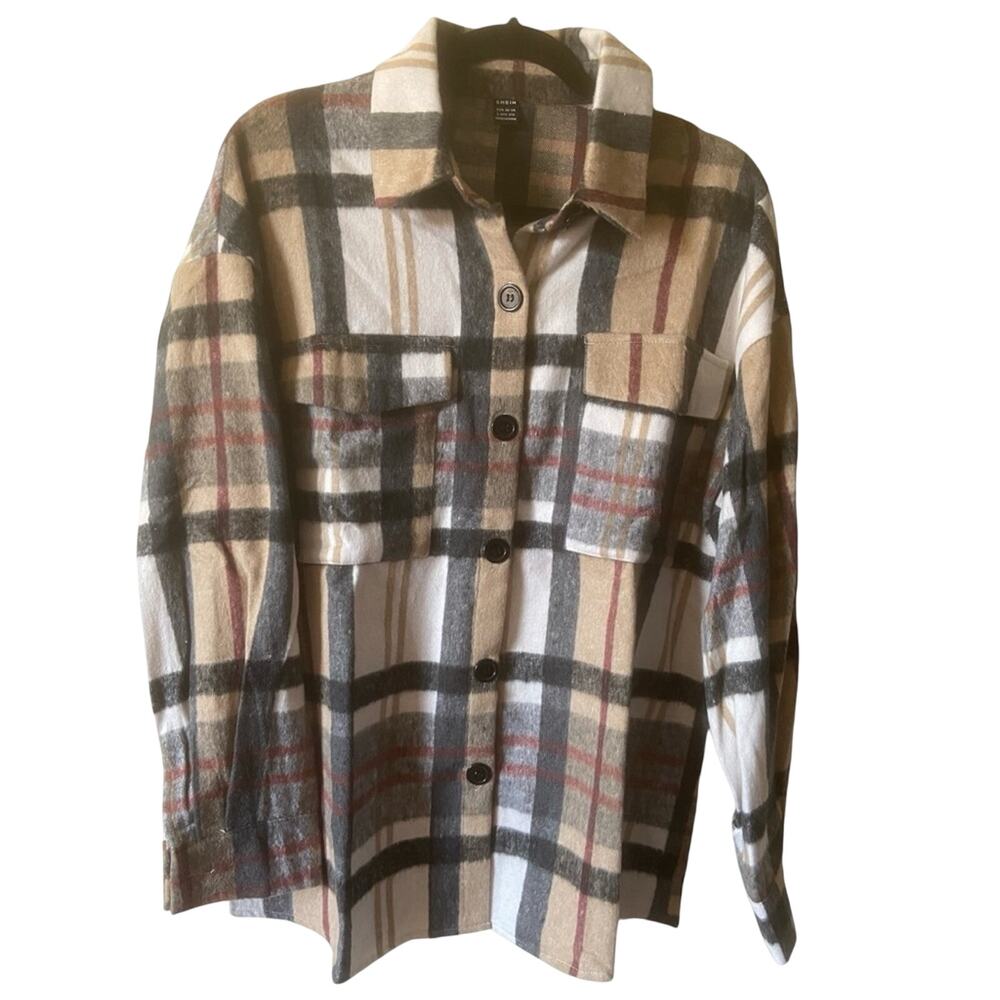 Just in-time for fall weather! SHEIN plaid in browns, red &  black. NWOT - Picture 1 of 2